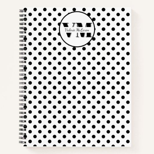 Schwarz-weißer Polka Dot Monogramm 2026 Individuel Notizblock (Vorderseite)