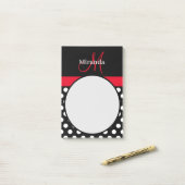 Schwarz-weißer Polka-Dot Post-it Klebezettel (Auf Schreibtisch)