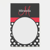 Schwarz-weißer Polka-Dot Post-it Klebezettel (Vorderseite)