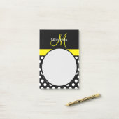 Schwarz-weißer Polka-Dot Post-it Klebezettel (Auf Schreibtisch)