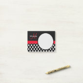 Schwarz-weißer Polka-Dot Post-it Klebezettel (Auf Schreibtisch)