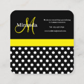 Schwarz-weißer Polka-Dot Quadratische Visitenkarte (Rückseite)