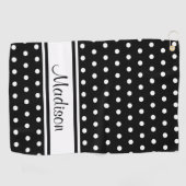 Schwarz-weißer Polka Dot Strip Skriptname Golfhandtuch (Horizontal)