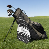 Schwarz-weißer Polka Dot Strip Skriptname Golfhandtuch (Gras)