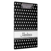 Schwarz-weißer Polka Dot Strip Skriptname Klemmbrett (Rechts)