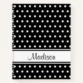 Schwarz-weißer Polka Dot Strip Skriptname Notizblock