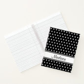 Schwarz-weißer Polka Dot Strip Skriptname Notizblock (Innenseite)