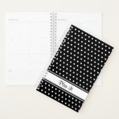 Schwarz-weißer Polka-Dot-Strip-Skripttext Planer (Anzeige)