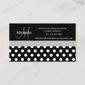 Schwarz-weißer Polka-Dot Visitenkarte (Rückseite)