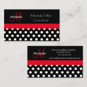 Schwarz-weißer Polka-Dot Visitenkarte (Vorne/Hinten)