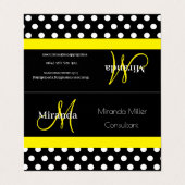 Schwarz-weißer Polka-Dot Visitenkarten (Außenseite Aufgefaltet)