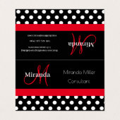 Schwarz-weißer Polka-Dot Visitenkarten (Außenseite Aufgefaltet)