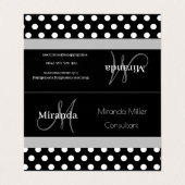 Schwarz-weißer Polka-Dot Visitenkarten (Außenseite Aufgefaltet)