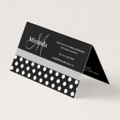 Schwarz-weißer Polka-Dot Visitenkarten (Rückseite)