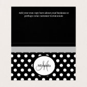 Schwarz-weißer Polka-Dot Visitenkarten (Innenseite Aufgefaltet)