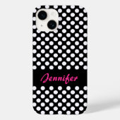 Schwarz-weißer Polka Dots Personalisierter Name Case-Mate iPhone Hülle (Rückseite)