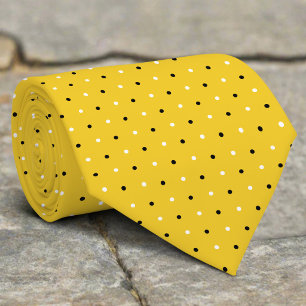 Schwarz-weißer Polka-Punkt auf gelbem Hintergrund  Krawatte