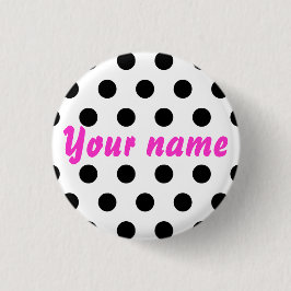 Schwarz-weißer Polka-Punkt-Name Button