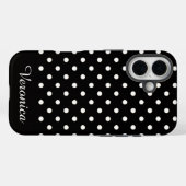 Schwarz-Weißer Polka-Punkt personalisierter Name  Case-Mate iPhone Hülle (Rückseite (Horizontal))