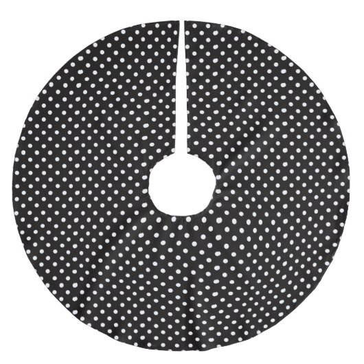 Schwarz-weißer Polka-Punktmuster-Baumrock Polyester Weihnachtsbaumdecke (Vorderseite)