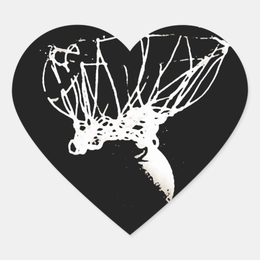 Schwarz-weißer Pop Art Basketball Herz-Aufkleber (Vorderseite)