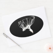 Schwarz-weißer Pop Art Basketball Ovaler Aufkleber (Umschlag)