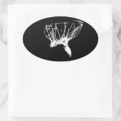 Schwarz-weißer Pop Art Basketball Ovaler Aufkleber (Tasche)