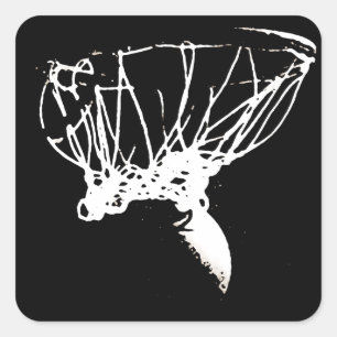 Schwarz-weißer Pop Art Basketball Quadratischer Aufkleber