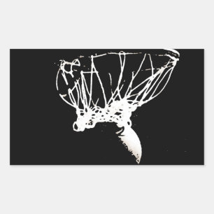 Schwarz-weißer Pop Art Basketball Rechteckiger Aufkleber