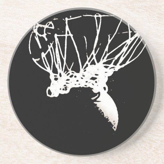 Schwarz-weißer Pop Art Basketball Sandstein Untersetzer (Vorne)