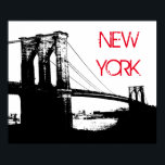 Schwarz-weißer Pop Art Brooklyn Bridge New York Ci Poster<br><div class="desc">New York City - Wolkenkratzer der digitalen Kunst - Bild in Manhattan</div>
