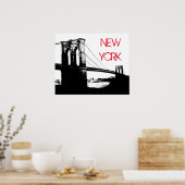 Schwarz-weißer Pop Art Brooklyn Bridge New York Ci Poster (Küche)