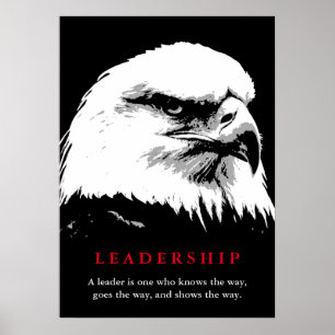 Schwarz-weißer Pop Art Eagle Leadership Poster