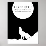 Schwarz-weißer Pop Art Leadership Wolf Howling Poster<br><div class="desc">Wolves Digital Artwork - Wolf Silhouette Computer Animal Art - Uni Pop Kunst - Wilde Tiere Computerbilder</div>