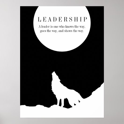 Schwarz-weißer Pop Art Leadership Wolf Howling Poster (Vorne)
