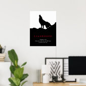 Schwarz-weißer Pop Art Leadership Wolf Poster (Heimbüro)