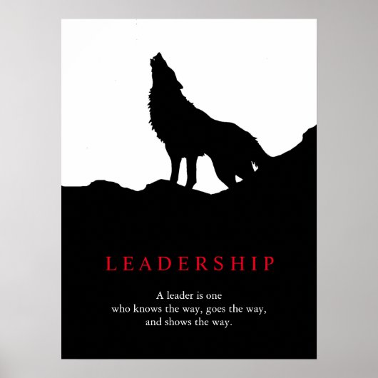 Schwarz-weißer Pop Art Leadership Wolf Poster (Vorne)