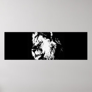 Schwarz-weißer Pop Art Lion Doster Poster