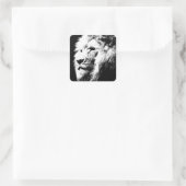 Schwarz-weißer Pop Art Lion Head Trendy Quadratischer Aufkleber (Tasche)