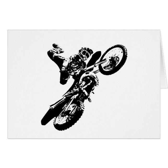 Schwarz-weißer Pop Art Motocross Motorradsport (Vorderseite (Horizontal))