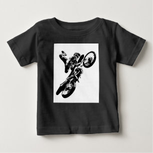 Schwarz-weißer Pop Art Motocross Motorradsport Baby T-shirt