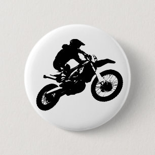 Schwarz-weißer Pop Art Motocross Motorradsport Button