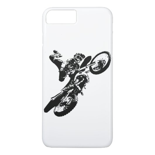 Schwarz-weißer Pop Art Motocross Motorradsport Case-Mate iPhone Hülle (Rückseite)