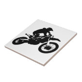 Schwarz-weißer Pop Art Motocross Motorradsport Fliese (Seite)