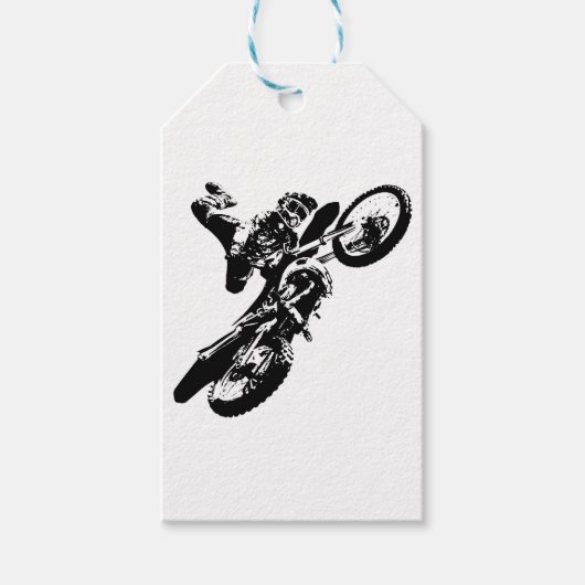Schwarz-weißer Pop Art Motocross Motorradsport Geschenkanhänger (Vorderseite)