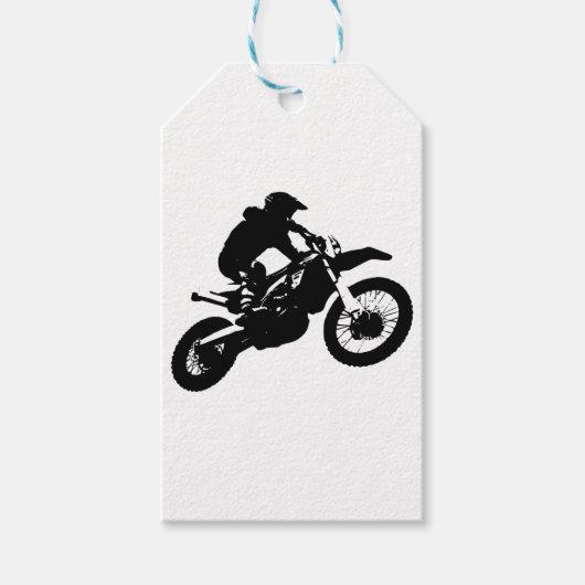 Schwarz-weißer Pop Art Motocross Motorradsport Geschenkanhänger (Vorderseite)