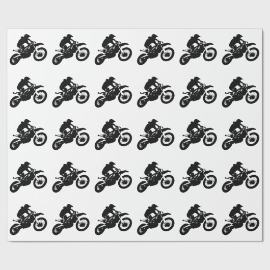 Schwarz-weißer Pop Art Motocross Motorradsport Geschenkpapier (Flach)
