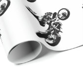 Schwarz-weißer Pop Art Motocross Motorradsport Geschenkpapier (Rolleneckpunkt)