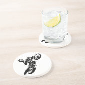 Schwarz-weißer Pop Art Motocross Motorradsport Getränkeuntersetzer (Seite)