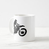 Schwarz-weißer Pop Art Motocross Motorradsport Kaffeetasse (Vorderseite Links)